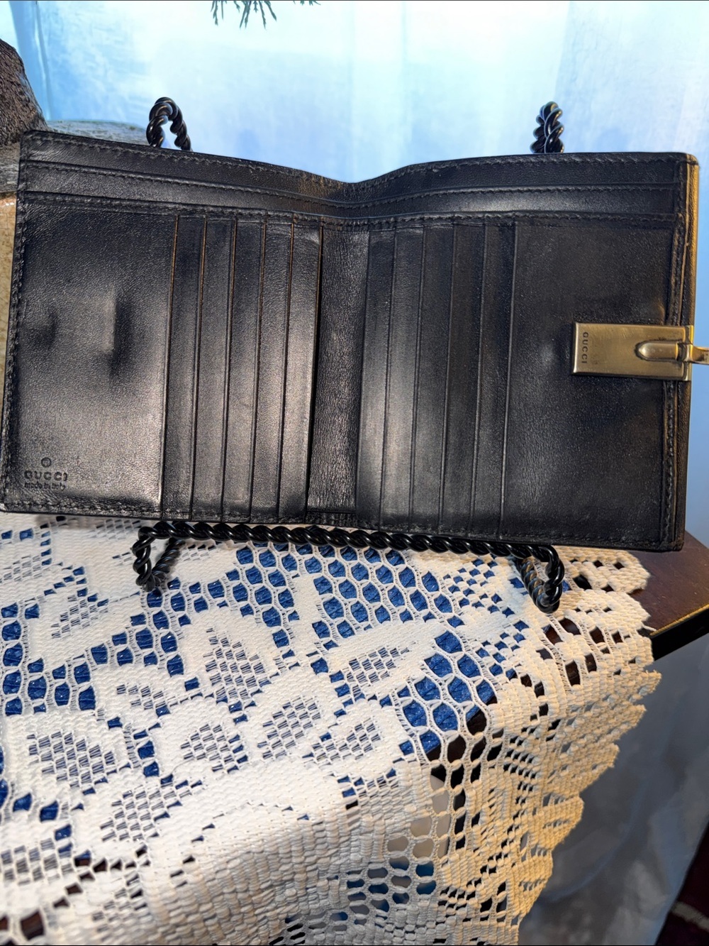 Gucci Black Leather Wallet with Gold Ring Hardware - Picture 7 of 10